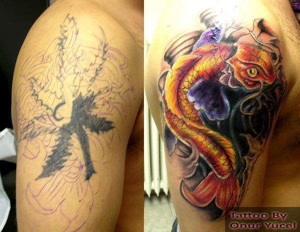 dövme kapama koi balıgı dövmesi