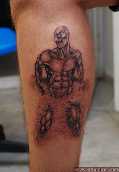 3 boyutlu dövme kırık tas dövme modeli