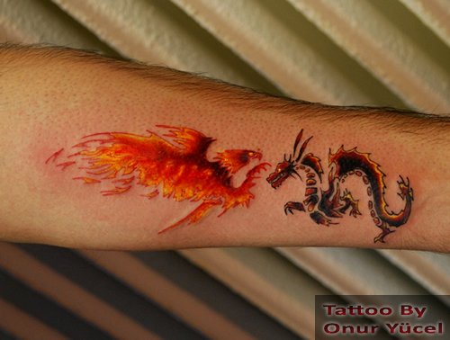 dragon and firebird tattoo