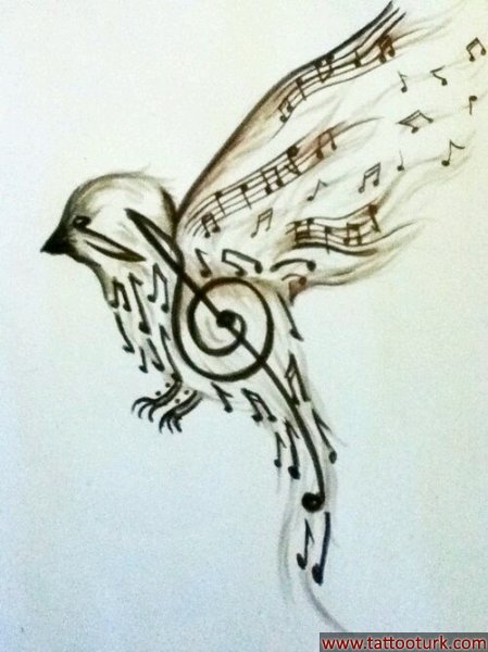 bird muzik kuş dövme modelleri dövme desenleri tattoo desing