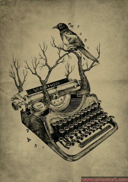 daktilo ağaç kuş dövme modelleri dövme desenleri tattoo desing