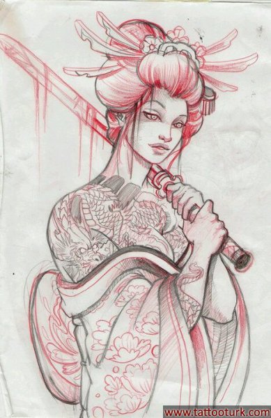 geyşa samuray japon dövme modelleri dövme desenleri tattoo desing