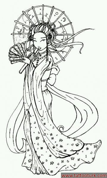 geyşa kız samuray japon dövme modelleri dövme desenleri tattoo desing