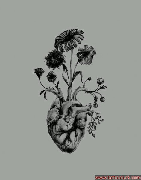 kalp çiçek dövme modelleri dövme desenleri tattoo desing