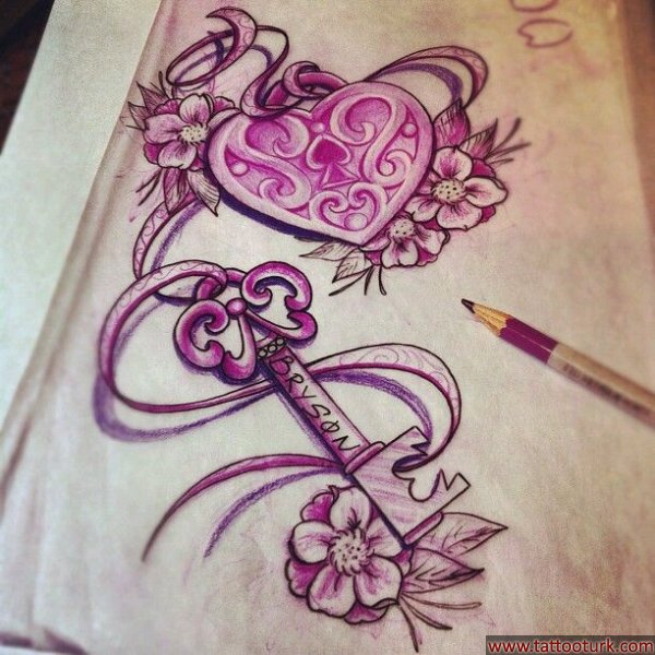 kalp anahtar dövme modelleri dövme desenleri tattoo desing