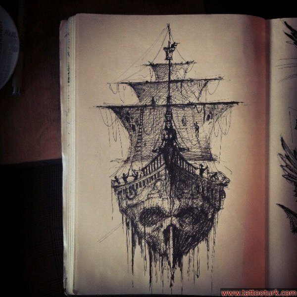 gemi hayalet korsan dövme modelleri dövme desenleri tattoo desing