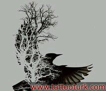 karga ağaç dövme modelleri dövme desenleri tattoo desing