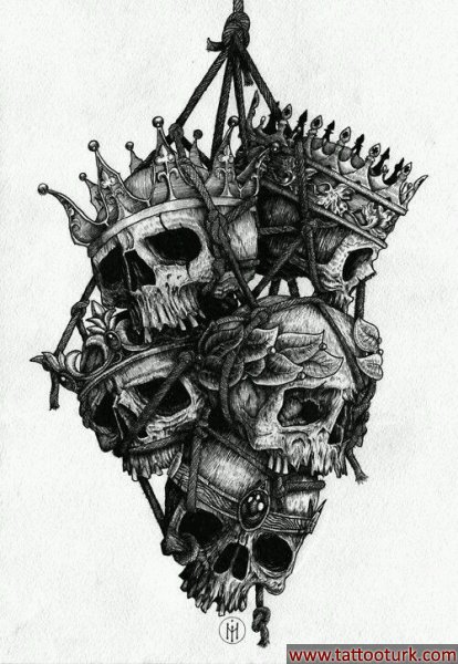 king skull crown dövme modelleri dövme desenleri tattoo desing