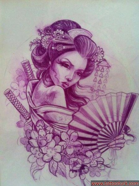 geyşa geisha güzel samuray japon dövme modelleri dövme desenleri tattoo desing
