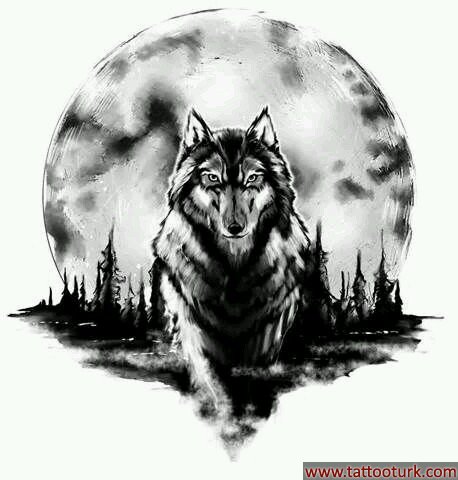 kurt ağaç wolf  dövme modelleri dövme desenleri tattoo desing
