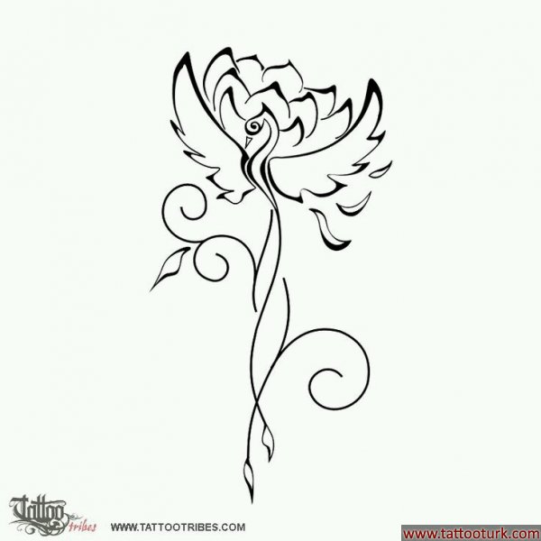 kuş ve çiçek dövme modelleri dövme desenleri tattoo desing