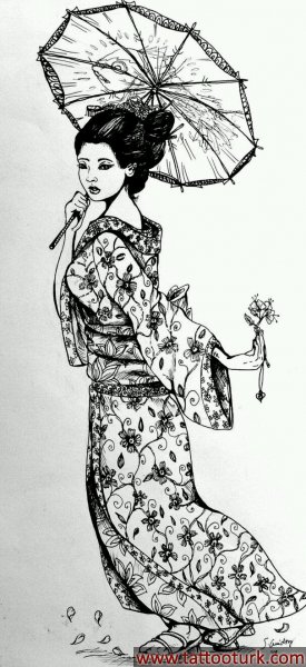 geisha geyşa japon dövme modelleri dövme desenleri tattoo desing