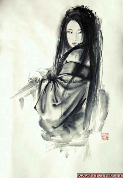 samuray savaşçı kadın geyşa dövme modelleri dövme desenleri tattoo desing